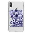 thumbnail image 1 of DistinctInk Clear Shockproof Hybrid Case for iPhone XR (6.1" Screen) - TPU Bumper Acrylic Back Tempered Glass Screen Protector - Dream of Better World Play Video Games All Day, 1 of 5