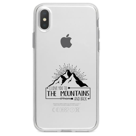 DistinctInk Clear Shockproof Hybrid Case for iPhone XR (6.1" Screen) - TPU Bumper Acrylic Back Tempered Glass Screen Protector - I Love You to the Mountains and Back