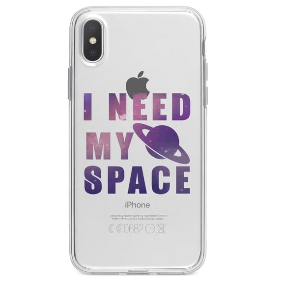 DistinctInk Clear Shockproof Hybrid Case for iPhone XR (6.1" Screen) - TPU Bumper Acrylic Back Tempered Glass Screen Protector - I Need My Space - Astronomy