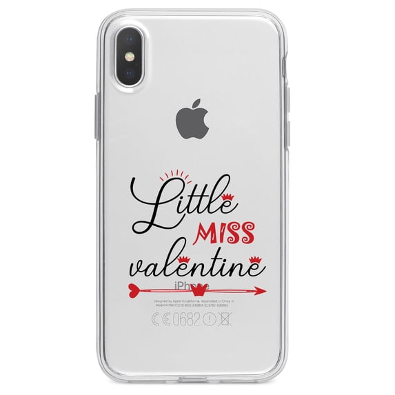 DistinctInk Clear Shockproof Hybrid Case for iPhone XR (6.1" Screen) - TPU Bumper Acrylic Back Tempered Glass Screen Protector - Little Miss Valentine