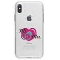 thumbnail image 1 of DistinctInk Clear Shockproof Hybrid Case for iPhone XR (6.1" Screen) - TPU Bumper Acrylic Back Tempered Glass Screen Protector - Mr. & Mrs. Wedding Rings Heart, 1 of 5