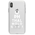 thumbnail image 1 of DistinctInk Clear Shockproof Hybrid Case for iPhone XR (6.1" Screen) - TPU Bumper Acrylic Back Tempered Glass Screen Protector - Ophthalmologist Eye Chart, 1 of 5