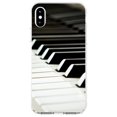 thumbnail image 1 of DistinctInk Clear Shockproof Hybrid Case for iPhone XR (6.1" Screen) - TPU Bumper, Acrylic Back, Tempered Glass Screen Protector - Piano Keys Keyboard, 1 of 5