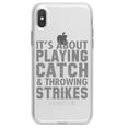 thumbnail image 1 of DistinctInk Clear Shockproof Hybrid Case for iPhone XR (6.1" Screen) - TPU Bumper Acrylic Back Tempered Glass Screen Protector - It's About Playing Catch & Throwing Strikes, 1 of 5