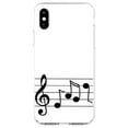 thumbnail image 1 of DistinctInk Clear Shockproof Hybrid Case for iPhone XR (6.1" Screen) - TPU Bumper, Acrylic Back, Tempered Glass Screen Protector - Treble Staff Music Notes, 1 of 5