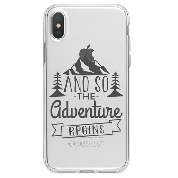 DistinctInk Clear Shockproof Hybrid Case for iPhone XS Max (6.5" Screen) - TPU Bumper Acrylic Back Tempered Glass Screen Protector - And so the Adventure Begins