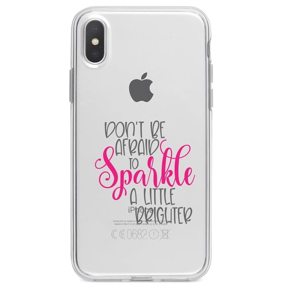 DistinctInk Clear Shockproof Hybrid Case for iPhone XS Max (6.5" Screen) - TPU Bumper Acrylic Back Tempered Glass Screen Protector - Don't Be Afraid to Sparkle A Little Brighter