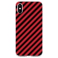 thumbnail image 1 of DistinctInk Clear Shockproof Hybrid Case for iPhone XS Max (6.5" Screen) - TPU Bumper, Acrylic Back, Tempered Glass Screen Protector - Black Red Diagonal Stripes, 1 of 5