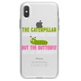 thumbnail image 1 of DistinctInk Clear Shockproof Hybrid Case for iPhone XS Max (6.5" Screen) - TPU Bumper Acrylic Back Tempered Glass Screen Protector - Caterpillar Does Work, Butterfly Publicity, 1 of 5