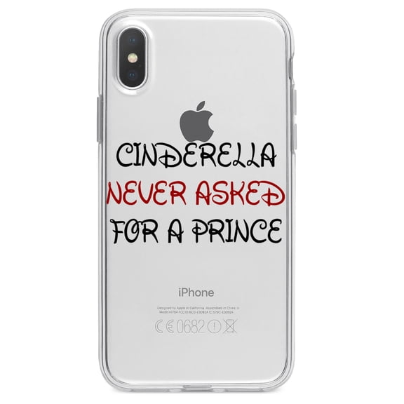 DistinctInk Clear Shockproof Hybrid Case for iPhone XS Max (6.5" Screen) - TPU Bumper Acrylic Back Tempered Glass Screen Protector - Cinderella Never Asked For a Prince