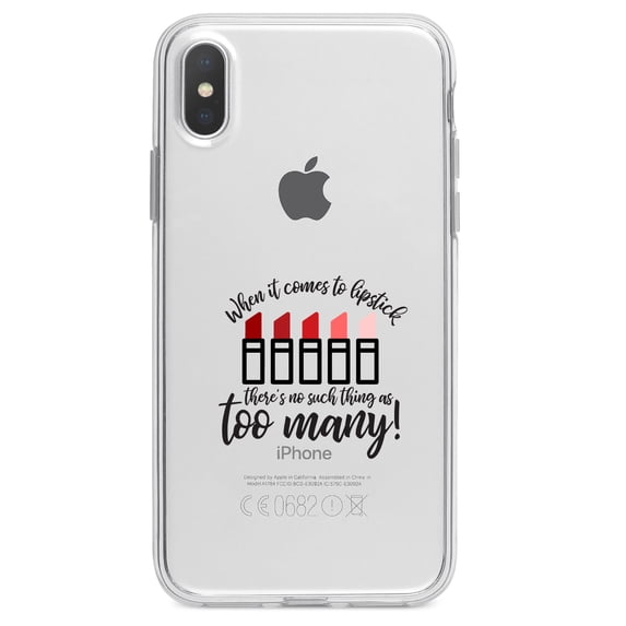 DistinctInk Clear Shockproof Hybrid Case for iPhone XS Max (6.5" Screen) - TPU Bumper Acrylic Back Tempered Glass Screen Protector - When It Comes to Lipstick, Never Too Many Red