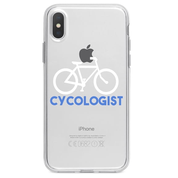 DistinctInk Clear Shockproof Hybrid Case for iPhone XS Max (6.5" Screen) - TPU Bumper Acrylic Back Tempered Glass Screen Protector - Cycologist Bicycle Cycling