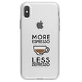 thumbnail image 1 of DistinctInk Clear Shockproof Hybrid Case for iPhone XS Max (6.5" Screen) - TPU Bumper Acrylic Back Tempered Glass Screen Protector - More Espresso Less Depresso, 1 of 5