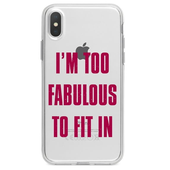 DistinctInk Clear Shockproof Hybrid Case for iPhone XS Max (6.5" Screen) - TPU Bumper Acrylic Back Tempered Glass Screen Protector - I'm Too Fabulous to Fit In