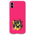 thumbnail image 1 of DistinctInk Clear Shockproof Hybrid Case for iPhone XS Max (6.5" Screen) - TPU Bumper, Acrylic Back, Tempered Glass Screen Protector - Girl Power - GRL PWR - Pink Yellow Black, 1 of 5