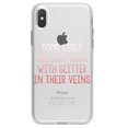 thumbnail image 1 of DistinctInk Clear Shockproof Hybrid Case for iPhone XS Max (6.5" Screen) - TPU Bumper Acrylic Back Tempered Glass Screen Protector - Some Girls Are Just Born with Glitter in Their Veins, 1 of 5