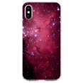 thumbnail image 1 of DistinctInk Clear Shockproof Hybrid Case for iPhone XS Max (6.5" Screen) - TPU Bumper, Acrylic Back, Tempered Glass Screen Protector - Hot Pink Black Stars Nebula - Show Your Love of Astronomy, 1 of 5