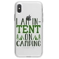 thumbnail image 1 of DistinctInk Clear Shockproof Hybrid Case for iPhone XS Max (6.5" Screen) - TPU Bumper Acrylic Back Tempered Glass Screen Protector - I Am In-TENT on Camping, 1 of 5