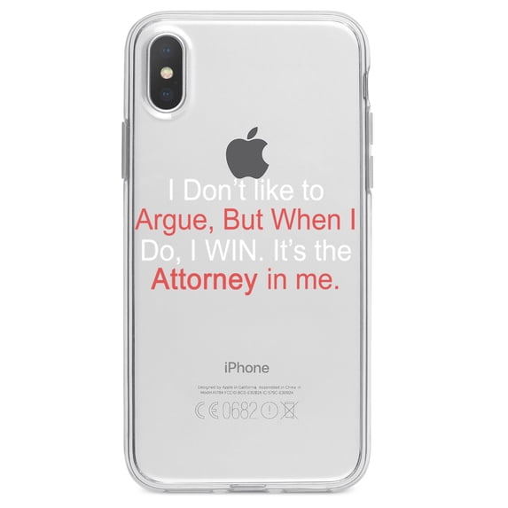 DistinctInk Clear Shockproof Hybrid Case for iPhone XS Max (6.5" Screen) - TPU Bumper Acrylic Back Tempered Glass Screen Protector - I Don't Like to Argue But I WIN Attorney