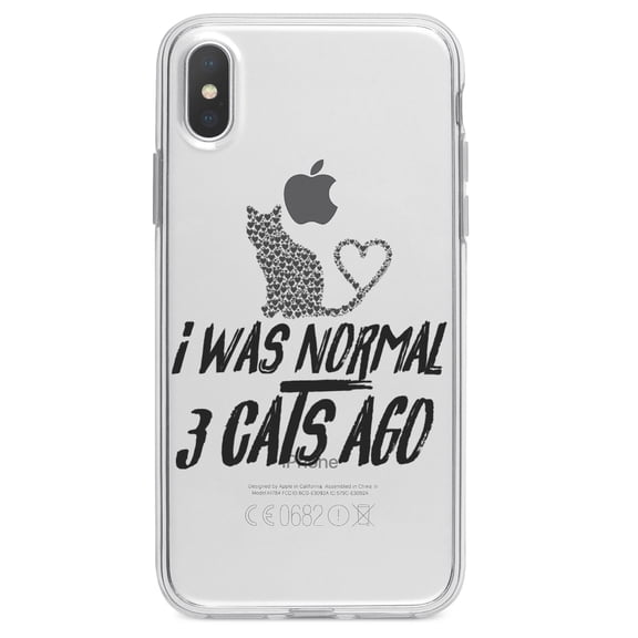 DistinctInk Clear Shockproof Hybrid Case for iPhone XS Max (6.5" Screen) - TPU Bumper Acrylic Back Tempered Glass Screen Protector - I Was Normal 3 Cats Ago