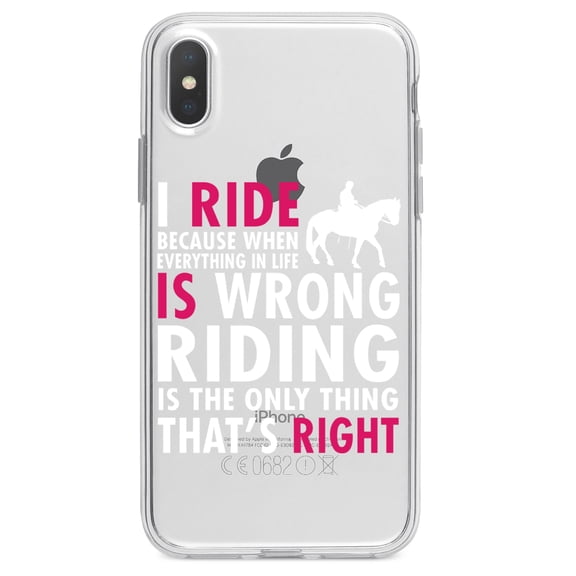 DistinctInk Clear Shockproof Hybrid Case for iPhone XS Max (6.5" Screen) - TPU Bumper Acrylic Back Tempered Glass Screen Protector - I Ride Because It's the Only Thing That's Right