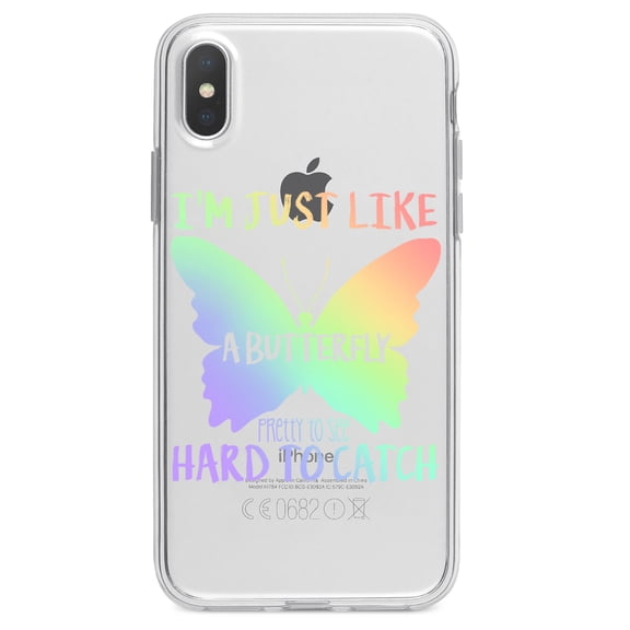 DistinctInk Clear Shockproof Hybrid Case for iPhone XS Max (6.5" Screen) - TPU Bumper Acrylic Back Tempered Glass Screen Protector - Like Butterfly - Pretty to See Hard to Catch