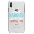 thumbnail image 1 of DistinctInk Clear Shockproof Hybrid Case for iPhone XS Max (6.5" Screen) - TPU Bumper Acrylic Back Tempered Glass Screen Protector - Love Rabbits - People Annoy Me, 1 of 5