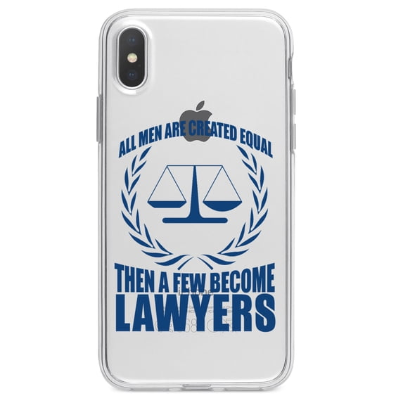 DistinctInk Clear Shockproof Hybrid Case for iPhone XS Max (6.5" Screen) - TPU Bumper Acrylic Back Tempered Glass Screen Protector - All Men Created Equal A Few Become Lawyers