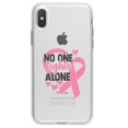 thumbnail image 1 of DistinctInk Clear Shockproof Hybrid Case for iPhone XS Max (6.5" Screen) - TPU Bumper Acrylic Back Tempered Glass Screen Protector - Pink Ribbon Cancer - No One Fights Alone, 1 of 5