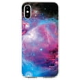 thumbnail image 1 of DistinctInk Clear Shockproof Hybrid Case for iPhone XS Max (6.5" Screen) - TPU Bumper, Acrylic Back, Tempered Glass Screen Protector - Purple Blue Black Orion Nebula - Show Your Love of Astronomy, 1 of 5