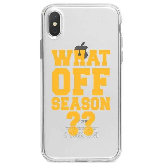 DistinctInk Clear Shockproof Hybrid Case for iPhone XS Max (6.5" Screen) - TPU Bumper Acrylic Back Tempered Glass Screen Protector - What Off Season? Basketball