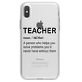 thumbnail image 1 of DistinctInk Clear Shockproof Hybrid Case for iPhone XS Max (6.5" Screen) - TPU Bumper Acrylic Back Tempered Glass Screen Protector - Teacher Definition Solves Problems, 1 of 5
