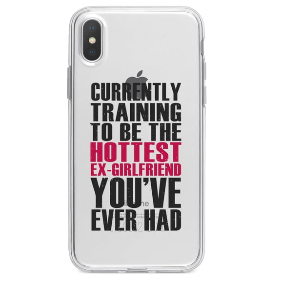 DistinctInk Clear Shockproof Hybrid Case for iPhone XS Max (6.5" Screen) - TPU Bumper Acrylic Back Tempered Glass Screen Protector - Training to be Hottest Ex Girlfriend Ever