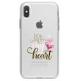 thumbnail image 1 of DistinctInk Clear Shockproof Hybrid Case for iPhone XS Max (6.5" Screen) - TPU Bumper Acrylic Back Tempered Glass Screen Protector - You Warm My Heart - Coffee, 1 of 5