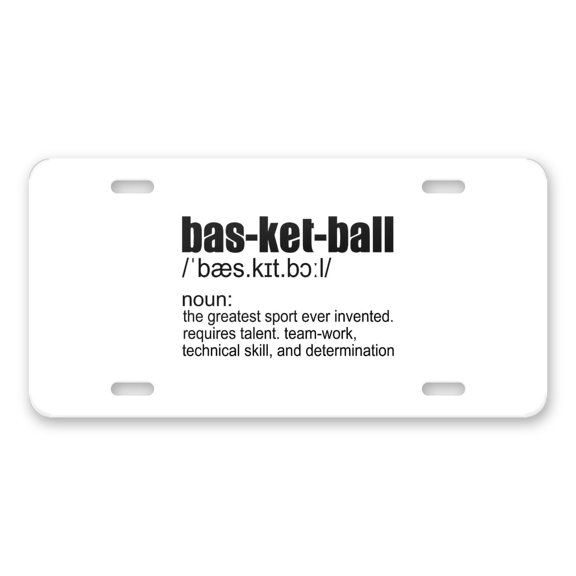 DistinctInk Custom Aluminum Vanity Front License Plate - Basketball Definition Greatest Sport - Weatherproof, Pre-Drilled Holes