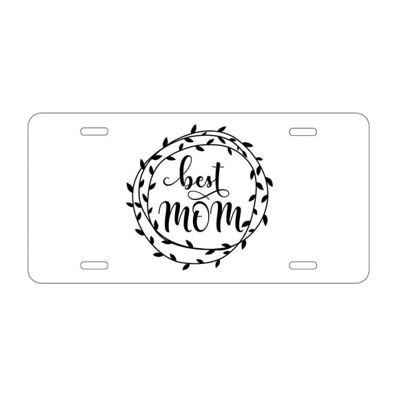 DistinctInk Custom Aluminum Vanity License Plate for Front of Car - Best Mom - Vine Wreath