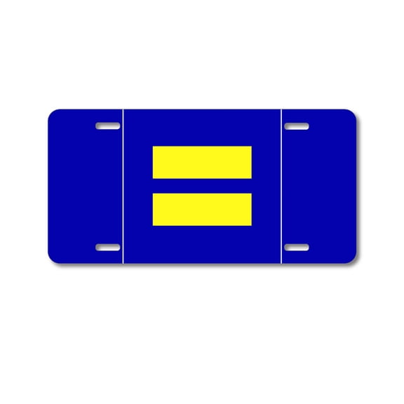 DistinctInk Custom Aluminum Vanity Front License Plate - Blue Yellow Equality Symbol - Weatherproof, Pre-Drilled Holes