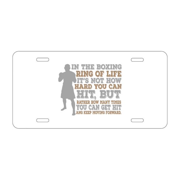DistinctInk Custom Aluminum Vanity Front License Plate - Boxing Life How Many Times You Keep Moving - Weatherproof, Pre-Drilled Holes