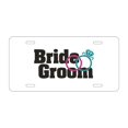 thumbnail image 1 of DistinctInk Custom Aluminum Vanity License Plate for Front of Car - Bride & Groom Wedding Rings, 1 of 2