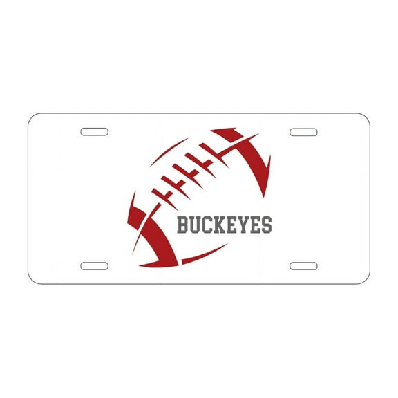 DistinctInk Custom Aluminum Vanity License Plate for Front of Car - Buckeyes Football - Scarlet, Gray
