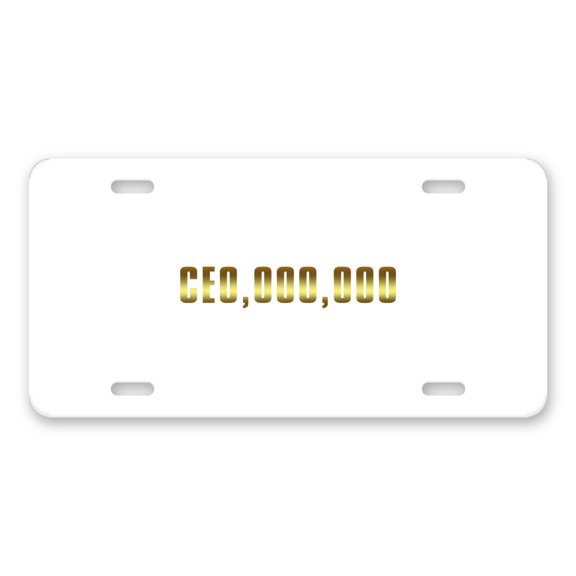 DistinctInk Custom Aluminum Vanity Front License Plate - CEO,000,000 Entrepreneur 3 commo - Weatherproof, Pre-Drilled Holes