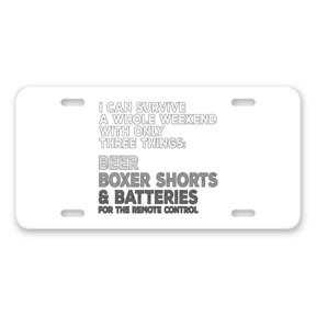 DistinctInk Custom Aluminum Vanity Front License Plate - Can Survive with Only Beer Boxers Batteries - Weatherproof, Pre-Drilled Holes