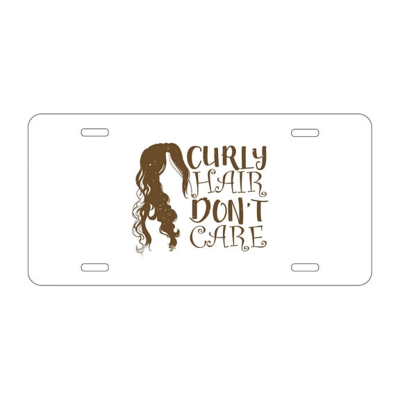 DistinctInk Custom Aluminum Vanity License Plate for Front of Car - Curly Hair Don't Care