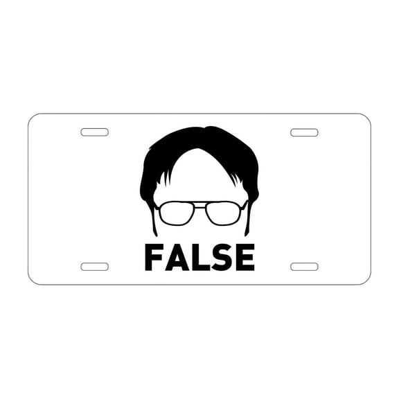 DistinctInk Custom Aluminum Vanity License Plate for Front of Car - Dwight Silhouette - FALSE