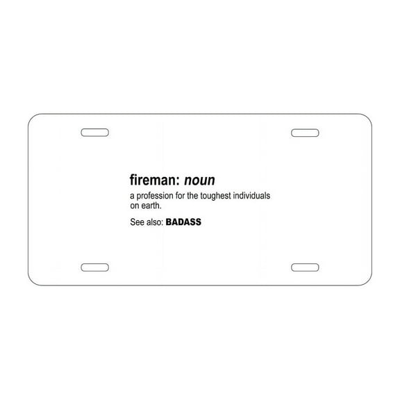 DistinctInk Custom Aluminum Vanity Front License Plate - Fireman Definition Profession for Toughest - Weatherproof, Pre-Drilled Holes