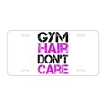 thumbnail image 1 of DistinctInk Custom Aluminum Vanity License Plate for Front of Car - Gym Hair Don't Care, 1 of 2