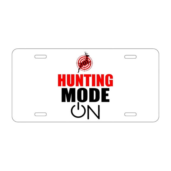 DistinctInk Custom Aluminum Vanity License Plate for Front of Car - Hunting Mode - ON