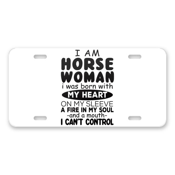 DistinctInk Custom Aluminum Vanity Front License Plate - Can't Control - Weatherproof, Pre-Drilled Holes