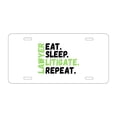 thumbnail image 1 of DistinctInk Custom Aluminum Vanity License Plate for Front of Car - Lawyer Eat Sleep Litigate Repeat, 1 of 2