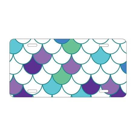 DistinctInk Custom Aluminum Vanity Front License Plate - Mermaid Scales - Weatherproof, Pre-Drilled Holes